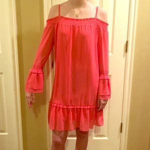 Coral off shoulder dress